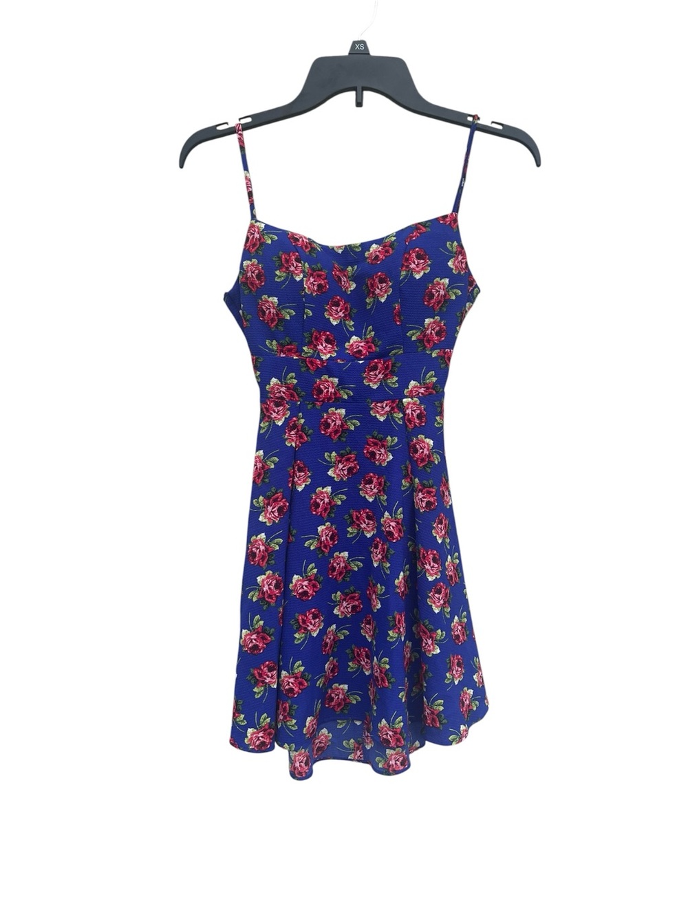 B. Darlin royal blue red rose floral cutout back fit & flare mini dress XS/S